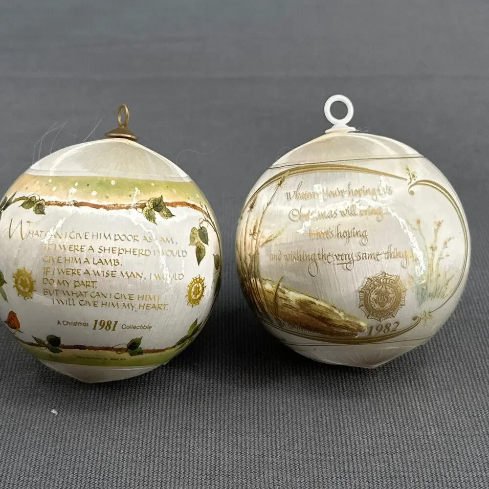 VTG Silk Christmas Ornament Baby deer Shepherd lamb Scenic American Legion 80s